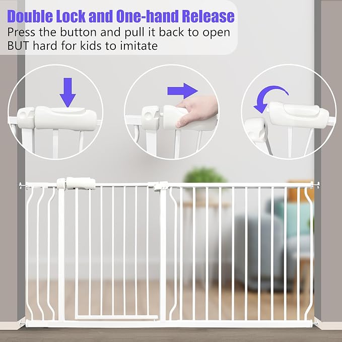 Extra Wide 76.4-81 Inch Large Baby Gates for Stairs, Doorways - No Drilling, Pressure Mounted Pet Gates for Kids & Dogs