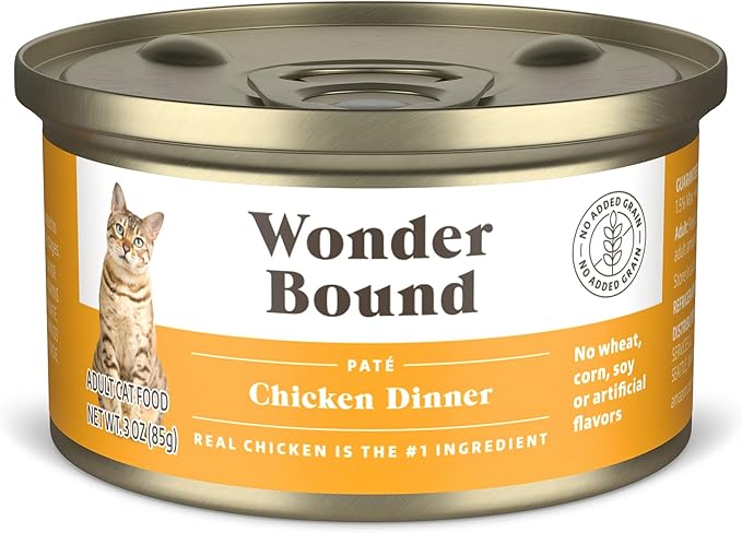 Amazon Brand - Wonder Bound Wet Cat Food, Paté, No Added Grain, 3 oz cans, Pack of 24 (Chicken)