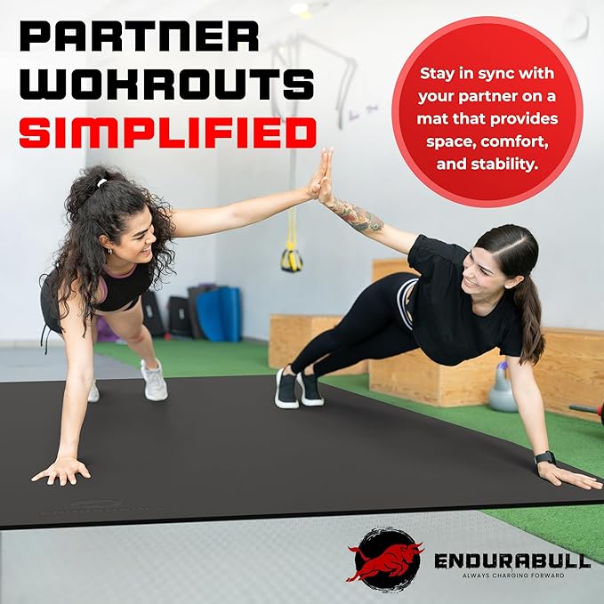 8FT x 4FT Extra Large Exercise Mat - PVC Floor Workout Mat with Carry Bag, Cleaning Cloth - Non slip Thick Workout Mats for Home Gym Flooring, Fitness Training Mat for Weights Pilates Cardio