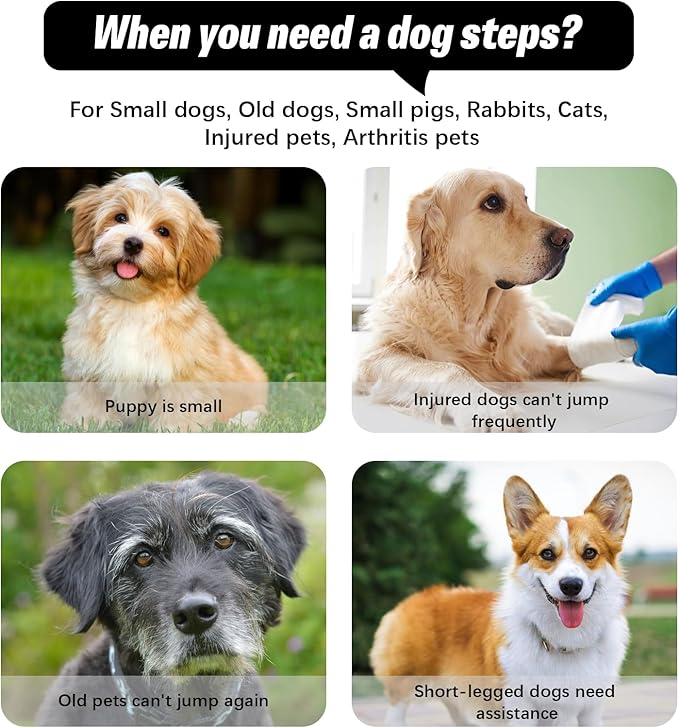 Dog Stairs&Steps for High Beds Up to 28'', 5-Step Dog Ramp for Small Medium Dogs with Washable Cover, Non-Slip Steps for Cats to Get on Couch and Sofa, Durable Foam Ladders, 24.4" Tall, Grey