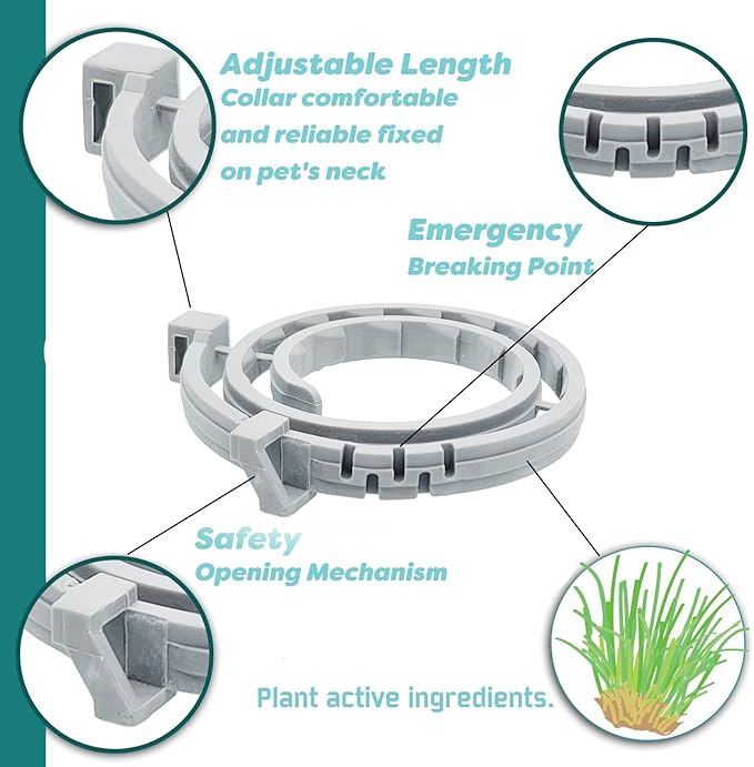Flea and Tick Collar for Cats, Natural Plant-Based Ingredients for Treatment and Prevention, Safe and Waterproof, with Free Flea Comb, Tick Tweezer, and Treatment Prevention Drops, 13.8 in (2 Packs)