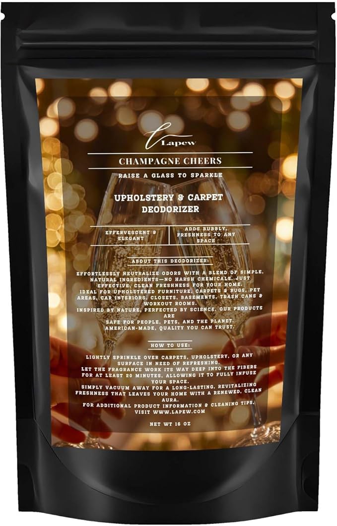 Champagne Cheers Carpet Freshener Powder: Powerful Odor Eliminator for Home, Upholstery Deodorizer, Carpet Deodorizer, Pet Urine, Cat Litter Box - Champagne Toast Fragrance