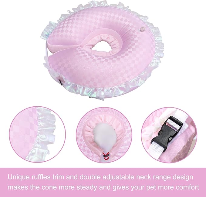 CuteBone Inflatable Dog Cone Alternative for Large Dogs After Surgery-Double Adjustable Neck Range P23SO00101XL