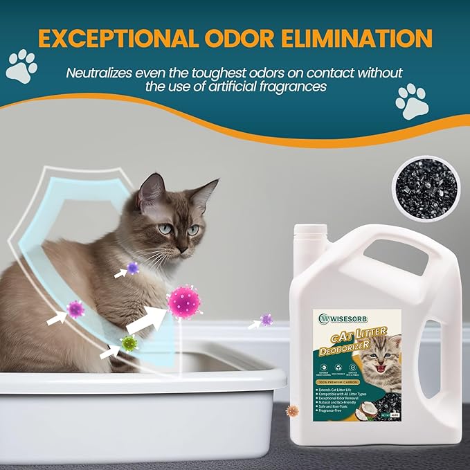 Cat Litter Deodorizer - 4Lb Activated Carbon Litter Box Odor Eliminator Absorber Unscented, Cat Litter Odor Control Room Deodorizer Solution for Homes with Pets
