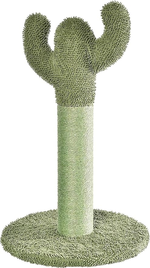 Amazon Basics Cat Scratcher - Indoor Cactus Single Cat & Kittens Scratching Post with Dangling Ball, Medium (25.6"H) - Green