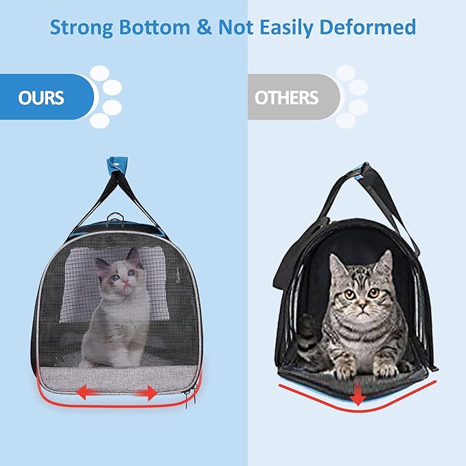 BurgeonNest Cat Carriers for Small Cats Under 15, Medium Puppy Under 25 lbs Large Pet 20 lbs Soft Sided Pet Carrier with Unique Side Bag (Medium, Grey)