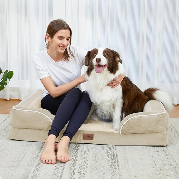 Comfort Expression Small Dog Beds Waterproof Cat Beds Orthopedic Foam Sofa Beds for Small Dogs Comfy Pet Bed with Washable Removable Cover & Non-Slip Bottom(XX-Small,Beige)