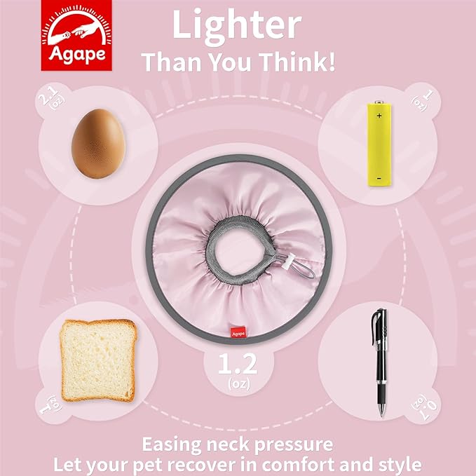 Agape Comfortable Cat Cone, Lightweight Recovery Cone Soft, Stop Licking & Scratching, E Collar for Small, Medium & Large Cats, Wound Care