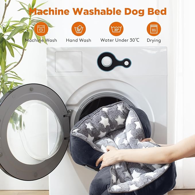 GASUR Small Dog Beds Small Size Dogs, Rectangle Washable Dog Bed, Orthopedic Dogs Sofa Bed, Pet Cuddler Anti-Slip Bottom, Soft Calming Sleeping Warming Puppy Bed (S (20"x 19"x 6"), Black)