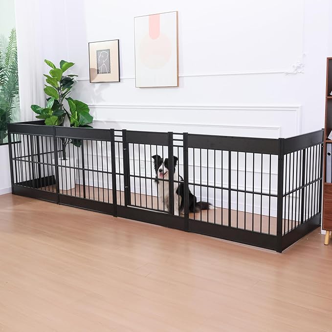 Dog Playpen, 31.5" Height Dog Pen Indoor, Heavy Duty, Safe and Sturdy, Furniture Style Puppy Pen (12 Panels (31.5" High), Black)