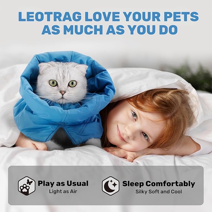 Cat Recovery Collar, Soft Adjustable Cat Cone Alternative, Lightweight Waterproof Fasteners Collars for Cats Kittens Puppies, After Surgery Stop Licking, Post-Surgery or Skin Protection