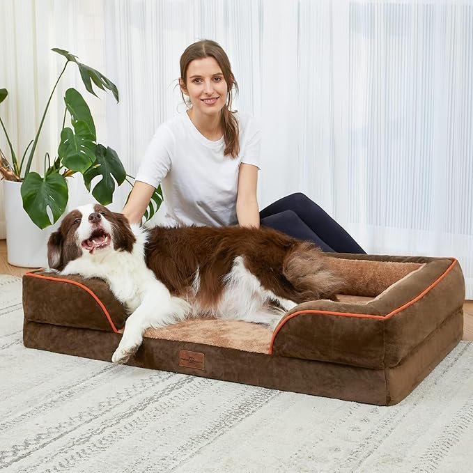Comfort Expression Small Dog Beds Waterproof Cat Beds Orthopedic Foam Sofa Beds for Small Dogs Comfy Pet Bed with Washable Removable Cover & Non-Slip Bottom(XX-Small,Brown)