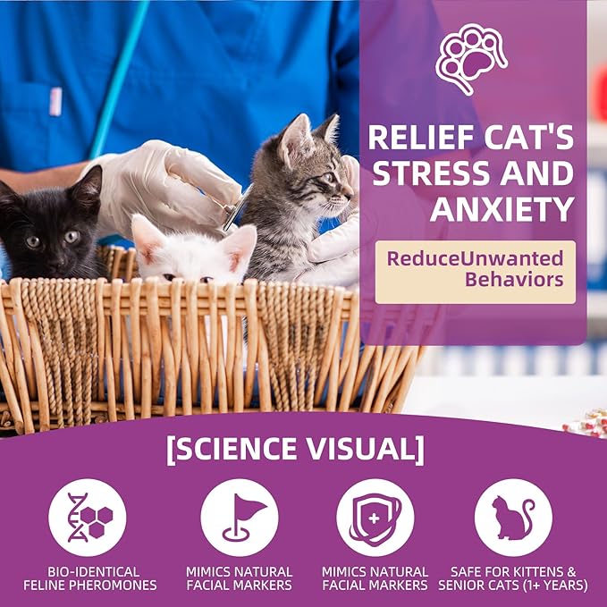 Cat Calming Pheromone Spray Kit Feline Calm Pheromones Vet Recommended Drug-Free Anxiety Relief for Multi-Cat Homes,Stops Scratching & Urine Marking,60-Day Supply | Drug-Free (2 * 60 mL)