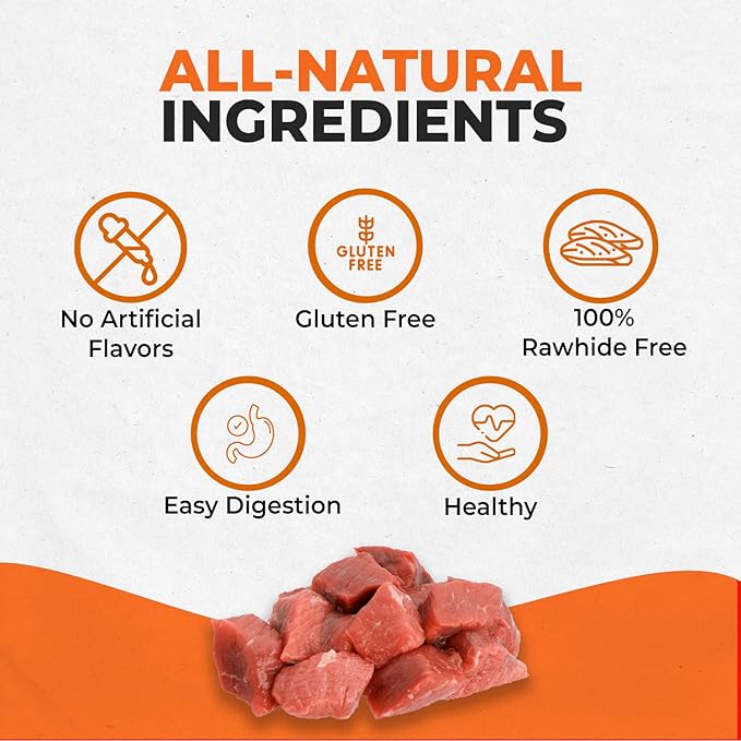 Canine Naturals Beef Chew - Rawhide Free Dog Treats - Made with Real Beef - Poultry Free Recipe - All-Natural and Easily Digestible - 5 Pack of 7 Inch Large Rolls for Dogs 50-75lb