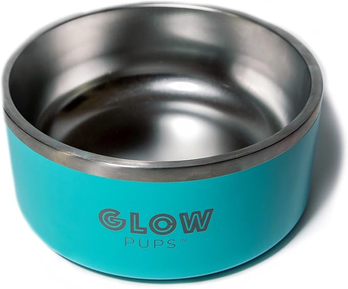 Dog Bowl - Vacuum Insulated Keeps Water Cool, Non-Slip Base, Easy Clean Interior, Durable Stainless Steel, Multiple Colors, Ideal for Travel, 32 Oz - Pet Bowl (Light Blue)