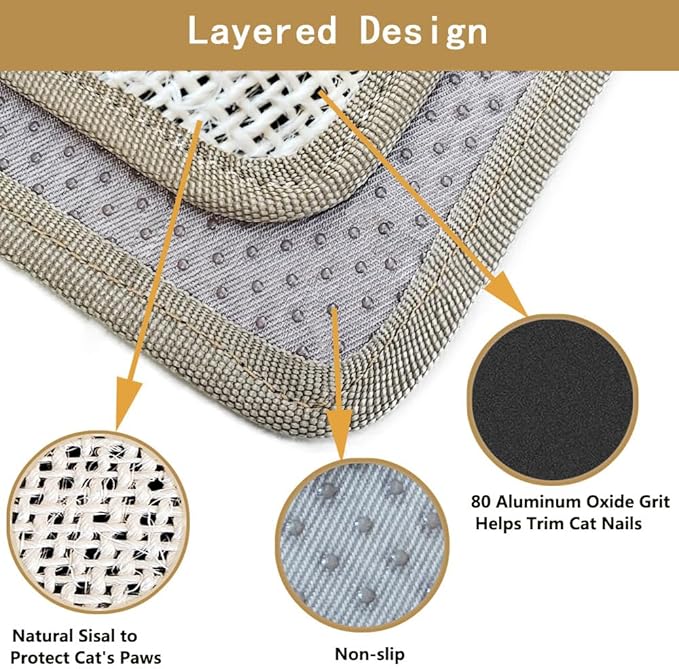 Cat Nail File Scratcher, Cat Nail File with80 Aluminum Oxide Grit, Natural Cat Scratch Pads Wrap Around a Cat ScratcherPost or Cat Tree Base to Help Trimming Cat Nails and Protect Furniture