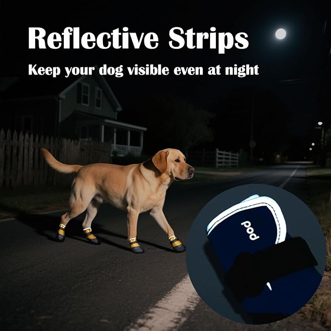 Dog Shoes Lightweight Dog Boots-Breathable Knitted Paw Protector with Adjustable Strap for Hot Pavement, Rain Walking, Hardwood Floors Anti Slip Reduce Noise, Prevent Licking Paws(Yellow,L)