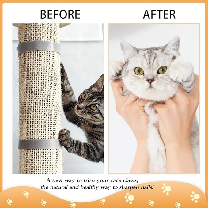 Cat Nail File Scratcher, Sisal Cat Scratch Pad Wrapped Around a Cat Scratcher Post or Cat Tower, Cat Nail File with 80 Aluminum Oxide Grit, to Help Protect Furniture and Help Trim Cat's Nails