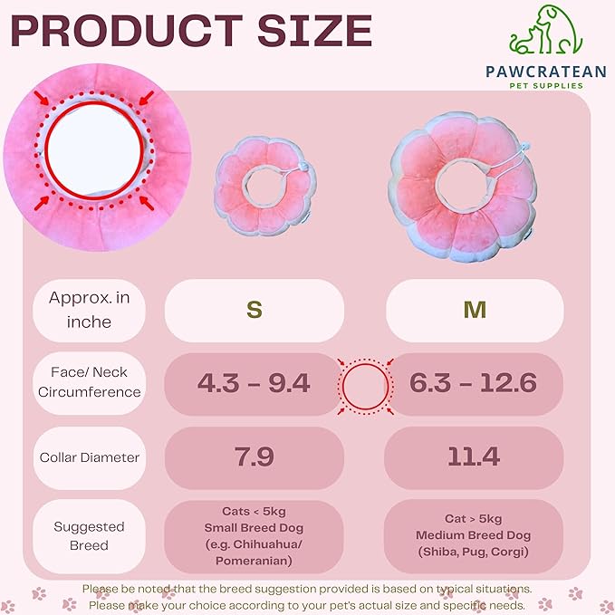 Adjustable Comfy Flower Style Elizabeth Collar for Cats and Puppies Soft Recovery Cone Pet Protective Neck Collar (Pink, Small)