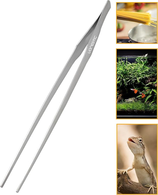 1PC Straight Aquarium Tweezers, 15" Long Tweezers for Terrarium, Stainless Steel Aquascape Tool for Planting Aquarium Plants, and Aquarium Maintenance