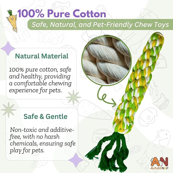 3PCS Rainbow Woven Pet Chew Set, Colorful Puppy Teething Chews, Dog Chew Toys, Cat Teething Playset, Soft & Safe Interactive Pet Chews