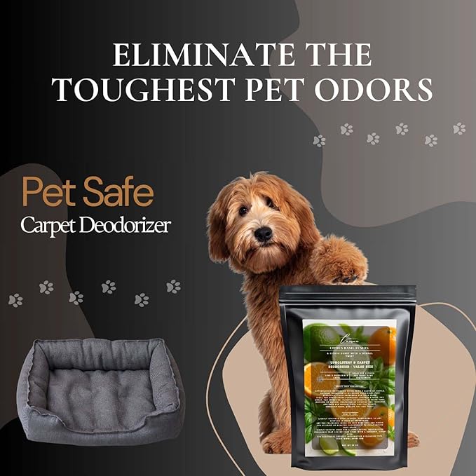 Citrus Basil Fusion Carpet Freshener Powder Refill 36 oz | Powerful Odor Eliminator for Home | Upholstery Deodorizer | Carpet Deodorizer | Pet Urine | Cat Litter Box | Lime Basil Mandarin Fragrance