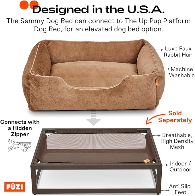 FUZI Premium Aesthetic Dog Bed for Medium Dogs with Washable Cover, Pet Couch, Pet Bed with Sides, Non-Slip Bottom, Soft and Durable Calming Dog Bed, Faux Rabbit Fur, Medium 31.75x23.6x9.5 Dark Grey