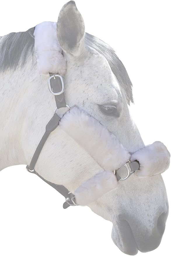 ECP Equine Comfort Products Merino Sheepskin Halter Fleece Set for Horses, 100% Natural Wool, Chafe Protection, Breathable Relief & Cushioned Comfort, Machine Washable, 6-Piece Set