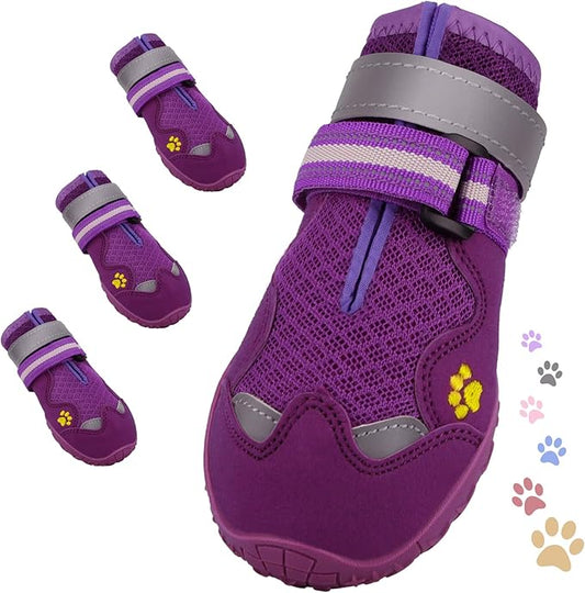 Dog Shoes for Large Medium Small Dog, Mesh Breathable Dog Shoes for Hot Pavement, Anti-Slip Dogs Boots Paw Protectors with Reflective for Outdoor Walking Indoor Hardfloors (Size 5)