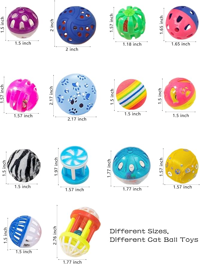 5-Pack Cat Toy Balls with Bells for Kittens and Indoor Cats, Snuggle Play (1.5'', Basic Cat Toy Set)