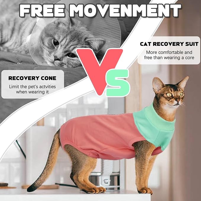 Cat Recovery Suit Female, Breathable Onesie After Surgery Female for Abdominal Wounds or Skin Diseases, Anti-Licking Full Body Cat Surgery Recovery Suit, E-Collar Alternative Wear