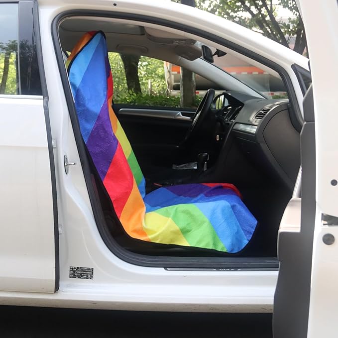 Car Seat Cover Protector Front Seats,for Gym Workout,Running,Swimming,Beach and Hiking,Waterproof Sweat Towel Bucket Seat Covers for Cars SUV Trucks (Rainbow, 1Pcs)