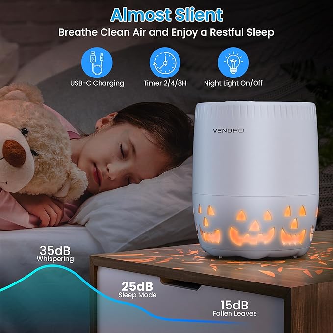 Air Purifiers for Home Bedroom up to 1076ft², True HEPA Air Filters Dust Pets Smoke Hair, 3 Fan Speeds Quiet, Timer Settings, Rechargeable Air Cleaner Office, Bedroom, Pets, Car