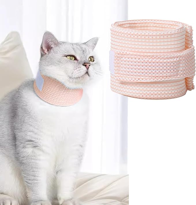Cat Neck Brace Cover - Breathable & Adjustable Elizabethan Collar for Post-Surgery Recovery Anti-Scratch Anti-Lick Protection, Cervical Cone for Small Medium Large Dogs Puppies Kittens (Small,Pink)