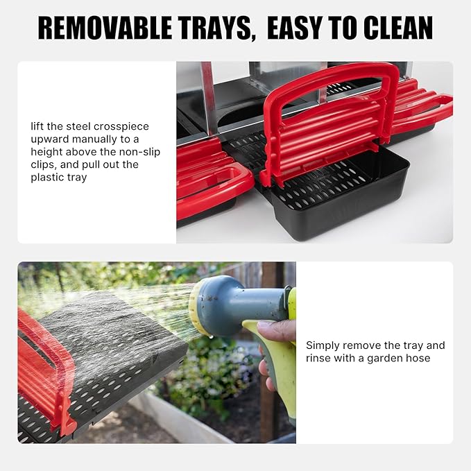 Chicken Nesting Box 2-Tier Galvanized Steel 6 Holes Nesting Boxes for Chickens Durable & Weather-Resistant Chicken Egg Laying Box Holds Up to 30 Hens with Removable Tray for Easy Cleaning