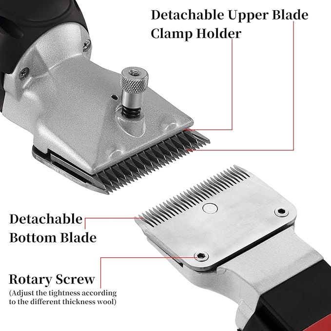 DUCKBOY Cordless Horse Clipper, Rechargeable Battery Powered Animals Shears Grooming Tools for Shaving Fur Wool Tool, Large Livestocks, Llamas, Cattle, Alpacas, Thick Coat Animals Trimmer