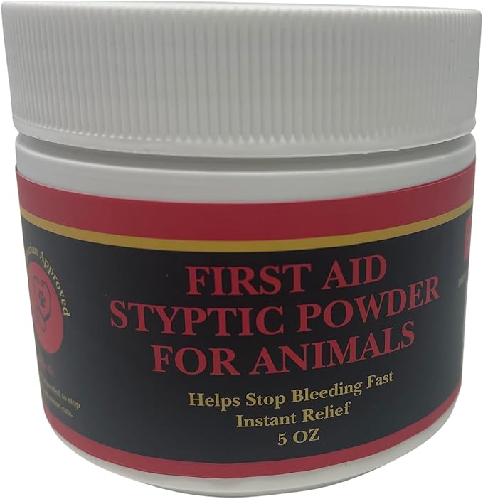 G.B.S 5 oz Styptic Powder for Dogs, Cats & Birds – Quick Blood Clotting for Nail Clipping, Minor Cuts, Tail Docking & Wing Clipping – Pet First Aid Hemostatic Powder with Sealed Top & Scoop