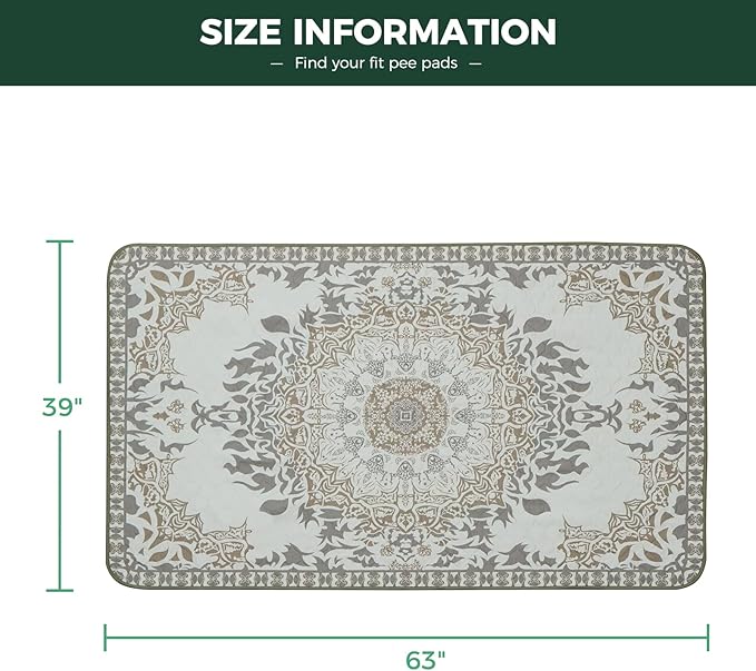 FXW Washable Pee Pads for Dogs, Puppy Pads with Super Absorbent, Specifically Designed for FXW Rollick/Homeplus 24 inch 6 Panels Dog Pen, 63" × 39" Rectangle, Boho, 1 Pack