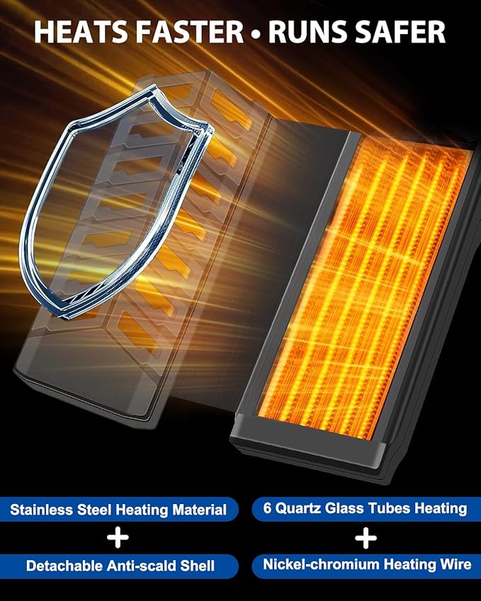 fishkeeper 500W Submersible Aquarium Heater – Ultra-Safe Digital Fish Tank Heater for 53-130 Gallon, Leaving Water Auto Power-Off, PID Intelligent Fast Heating, 59°F-93°F Accurate Temperature Control