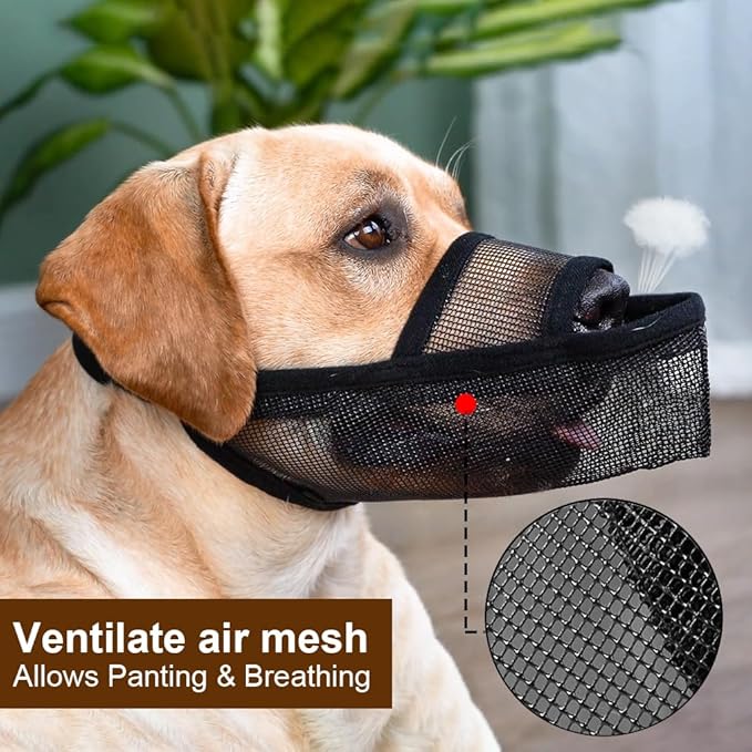 Crazy Felix Nylon Dog Muzzle for Small Medium Large Dogs Poodle Labrador Golden Retriever Doberman, Air Mesh Breathable and Drinkable Pet Muzzle for Anti-Biting Chewing Scavenging(Black,L)