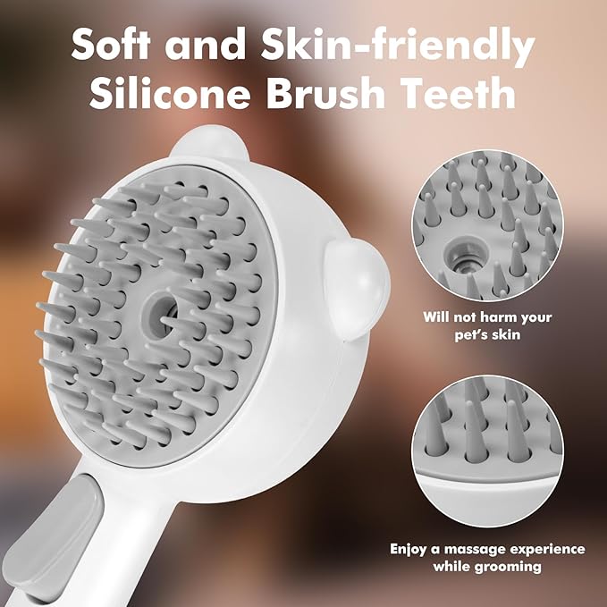 4 in 1 Pet Steam Brush for Cat & Dog, Cat Steam Brush for indoor Cats, Self Cleaning Shedding & Grooming Tool with Waterless Shampoo, Pet Spray Hair Removal Comb with Release Button & Water Tank