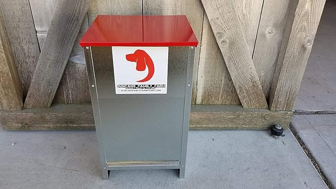 Duncan's Dog Feeder - Galvanized Metal Pet Food Station for Outdoor or Indoor Use - Automatic Gravity Self Feeding Dispenser for Small, Medium, and Large Breeds - Holds 25 Pounds of Dry Kibble