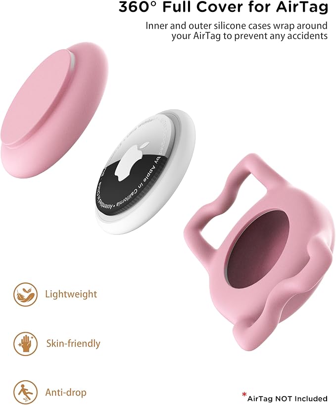 Dog Collar with Waterproof AirTag Holder & Anti-Lost QR Code, Cute Bling Warpping Adjustable Width for Small Medium Large Pet (Red, M)