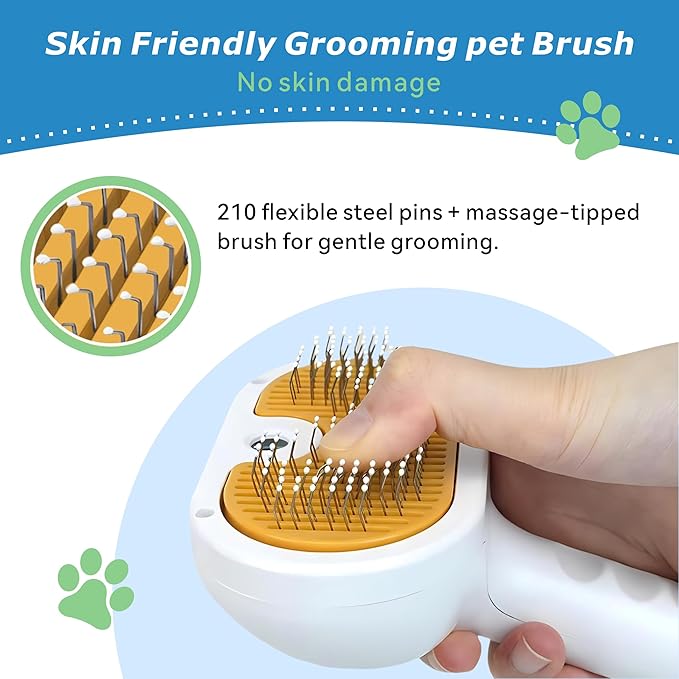 4-in-1 Pet Steam Brush for Dog & cat brush for shedding，Spray Hair Removal Comb with Waterless Shampoo–Self-Cleaning Pet Grooming Tool for Shedding, Anti-Static & Skin-Friendly Design