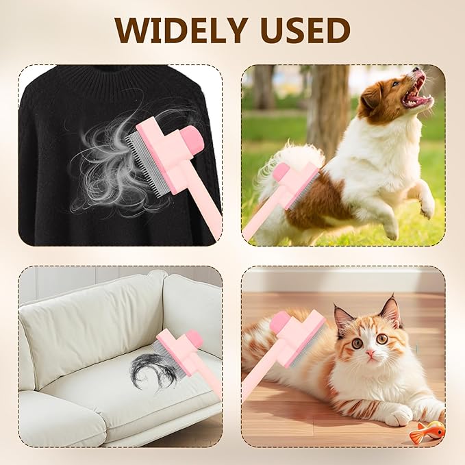 Cat Comb, Cat Grooming Brush, Self-Cleaning Flea Comb, Multi-Functional Pet Comb,Suitable for Pet Massage, Cleaning And Hair Removal