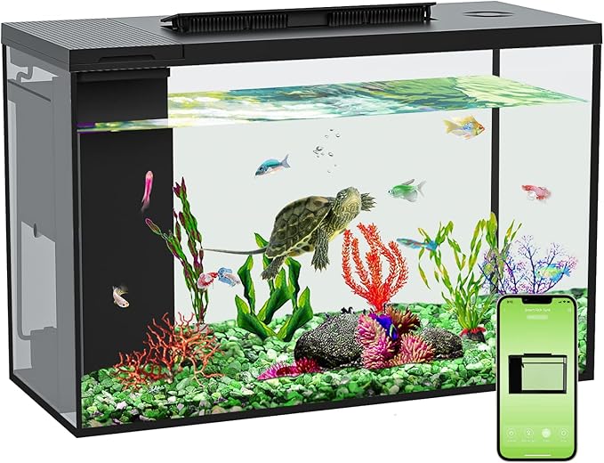 4.5 Gallon Betta Fish Tank self Cleaning, Aquarium kit, Small Fish Tank with Filter Light Water Pump, Fish Tank Starter Kits Fish Bowl