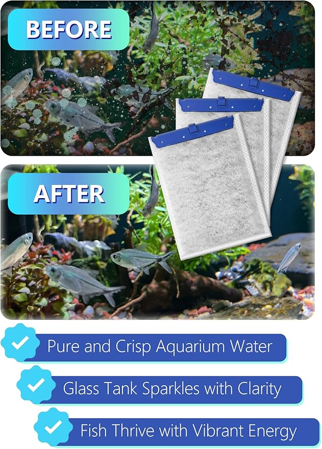 12 Pack Large Fish Tank Filter Cartridges Compatible with Tetra Whisper Bio-Bag Filters, Turtle Tank Filter Replacement for Whisper 20i, 40i / IQ20, 30, 45, 60 / PF20, 30, 40, 60 & ReptoFilter