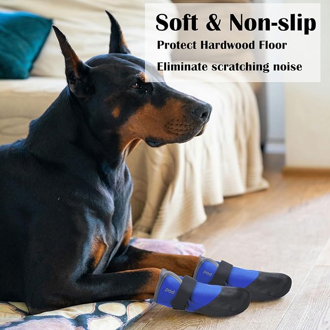 Dog Shoes Lightweight Dog Boots-Breathable Knitted Paw Protector with Adjustable Strap for Hot Pavement, Rain Walking, Hardwood Floors Anti Slip Reduce Noise, Prevent Licking Paws(Blue,XXL)