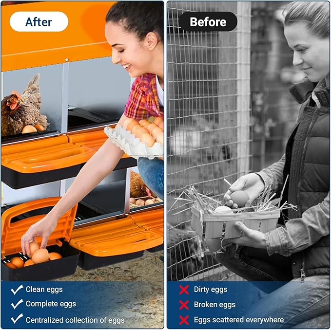 Chicken Nesting Box, 8 Hole 2 Layer Hen Nest Boxes, Roll Away Eggs Laying Boxes,Cleanable Pull Out Hen Roosting Boxes