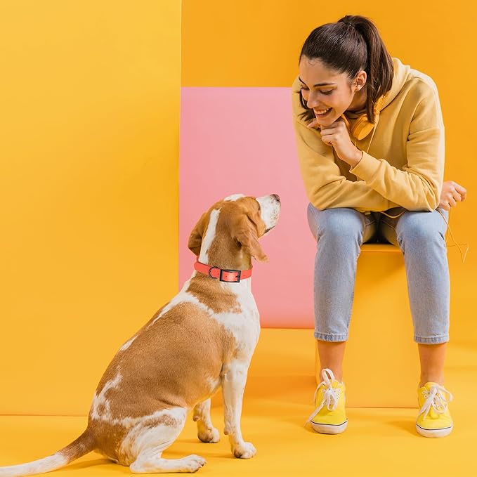 Dogline Biothane Waterproof Dog Collar Strong Coated Nylon Webbing with Black Hardware Odor- Proof for Easy Care Easy to Clean High Performance Fits Small Medium or Large Dogs, Coral